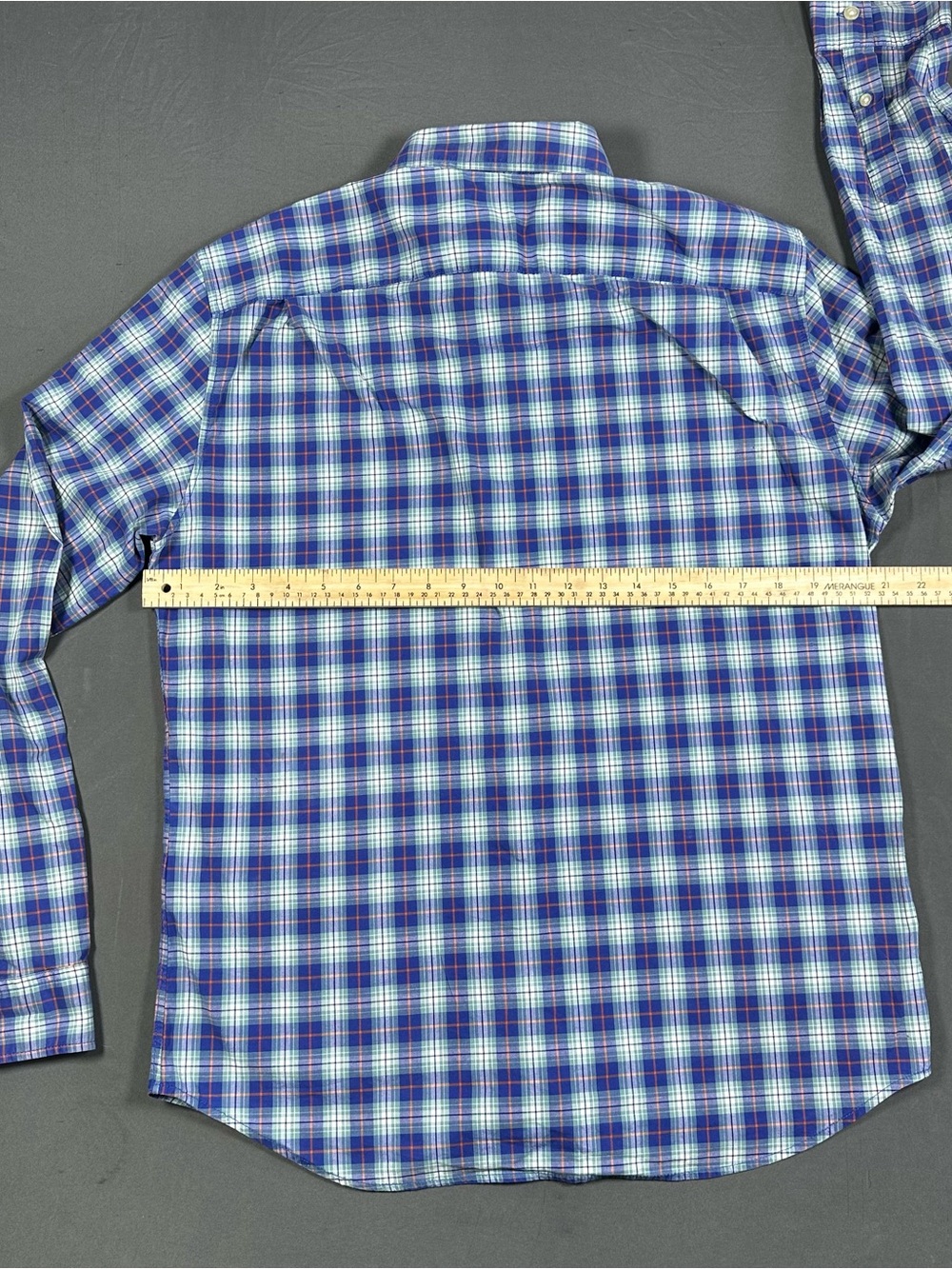 GAP Men's Medium Standard Fit Long Sleeve Plaid Button Down Shirt Blue - Picture 11 of 12